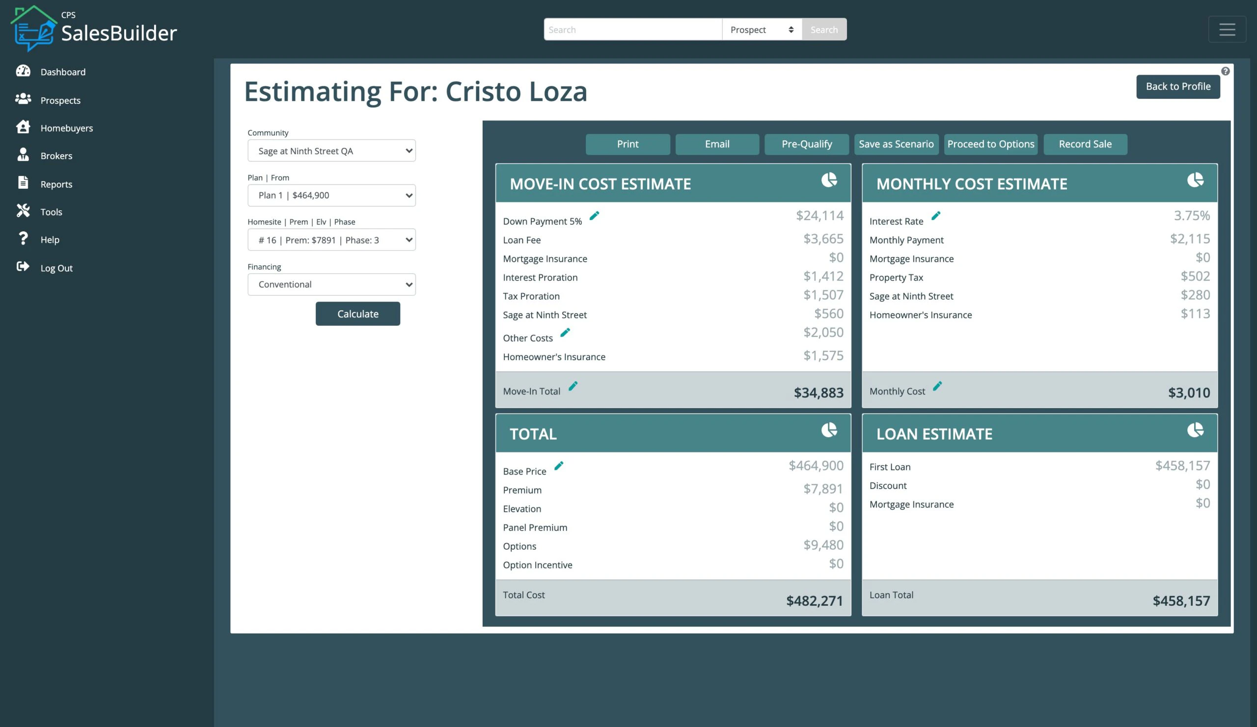 screenshot of SalesBuilder CRM
